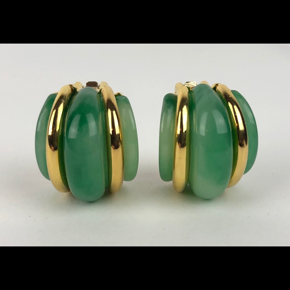 SOLD Vintage Kenneth J Lane faux jade earrings